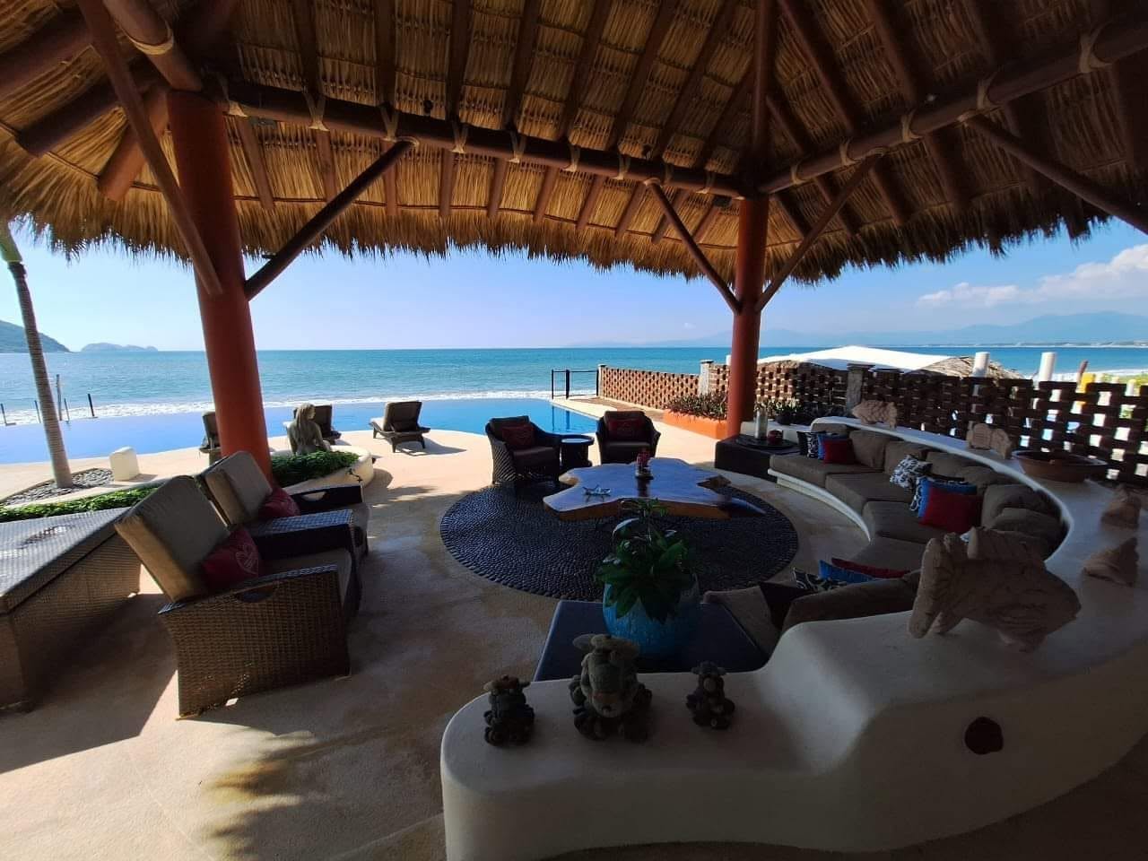 Oceanfront palapa living area