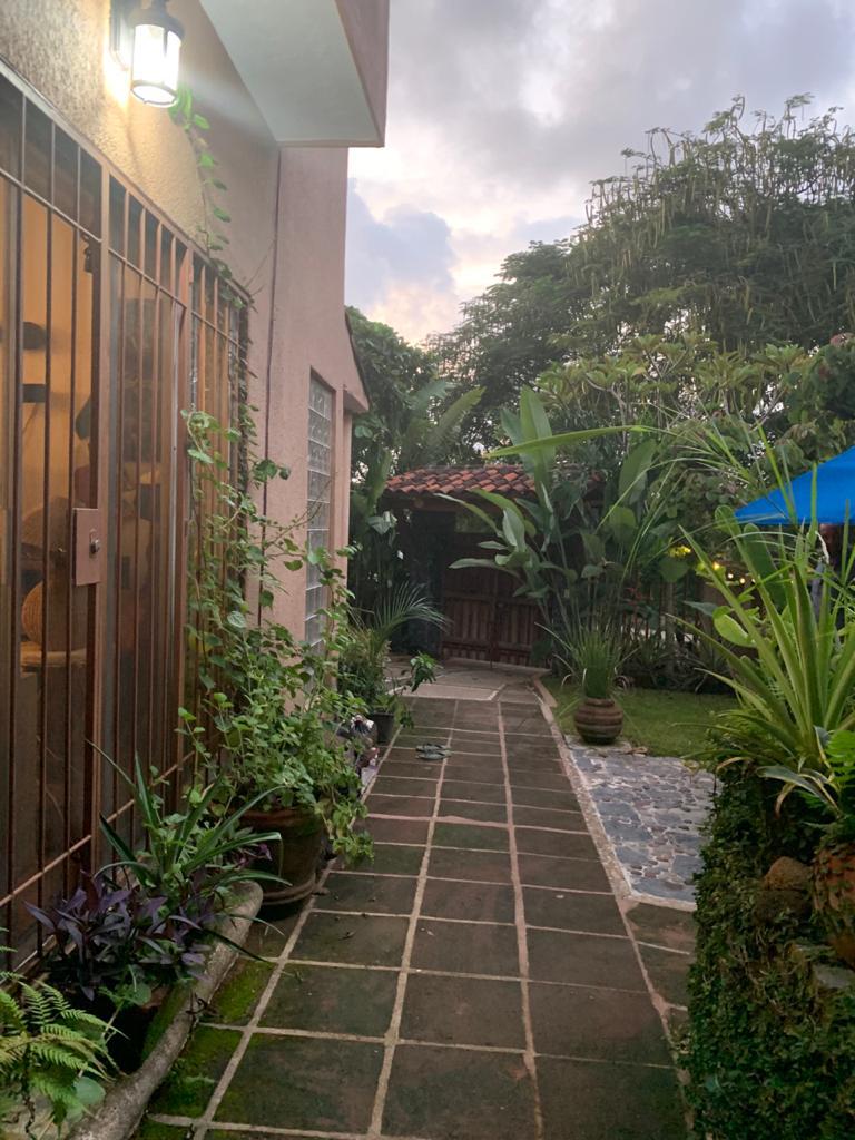 Landscaped walkway beside the main house
