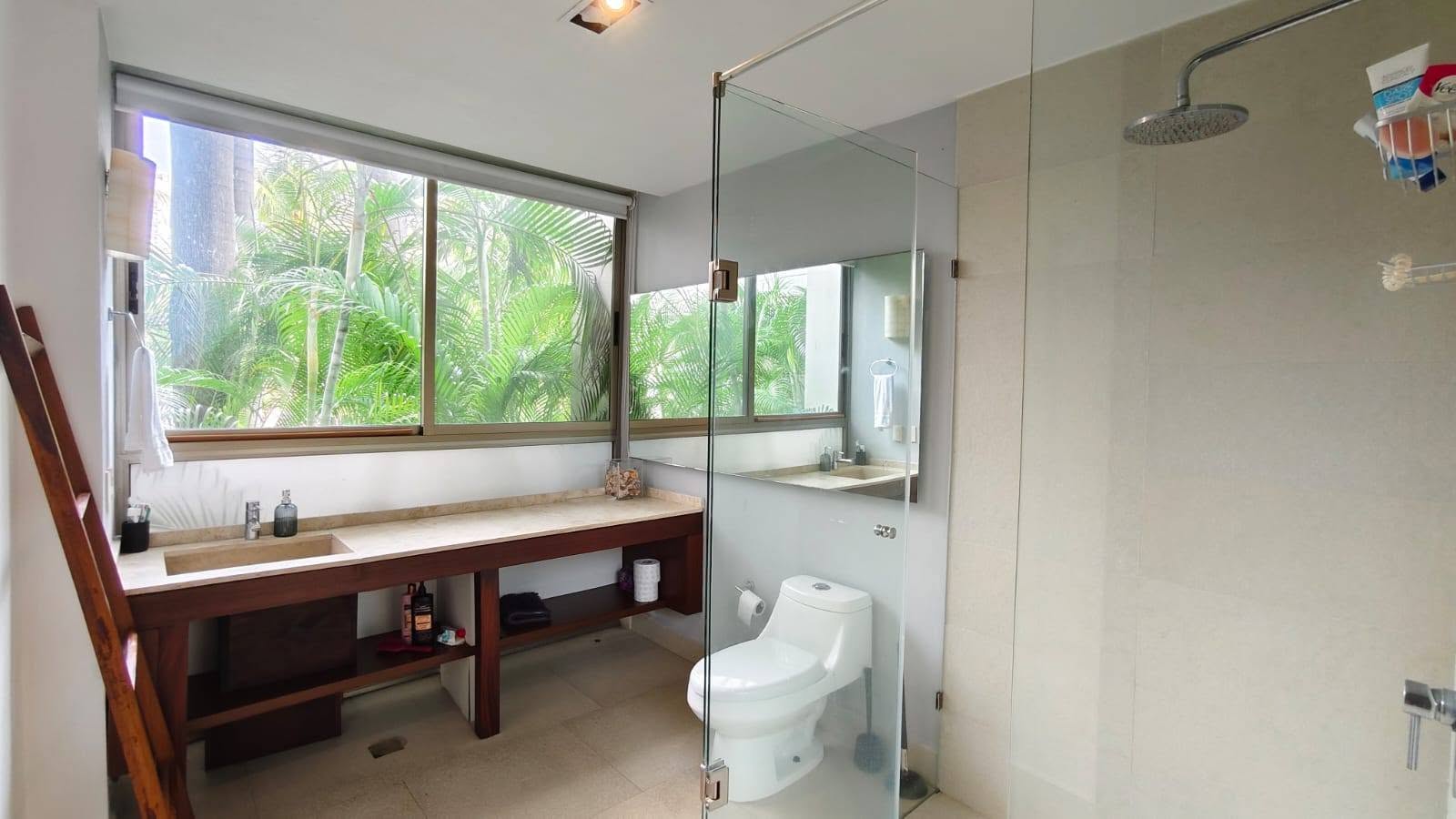 Bathroom with garden view