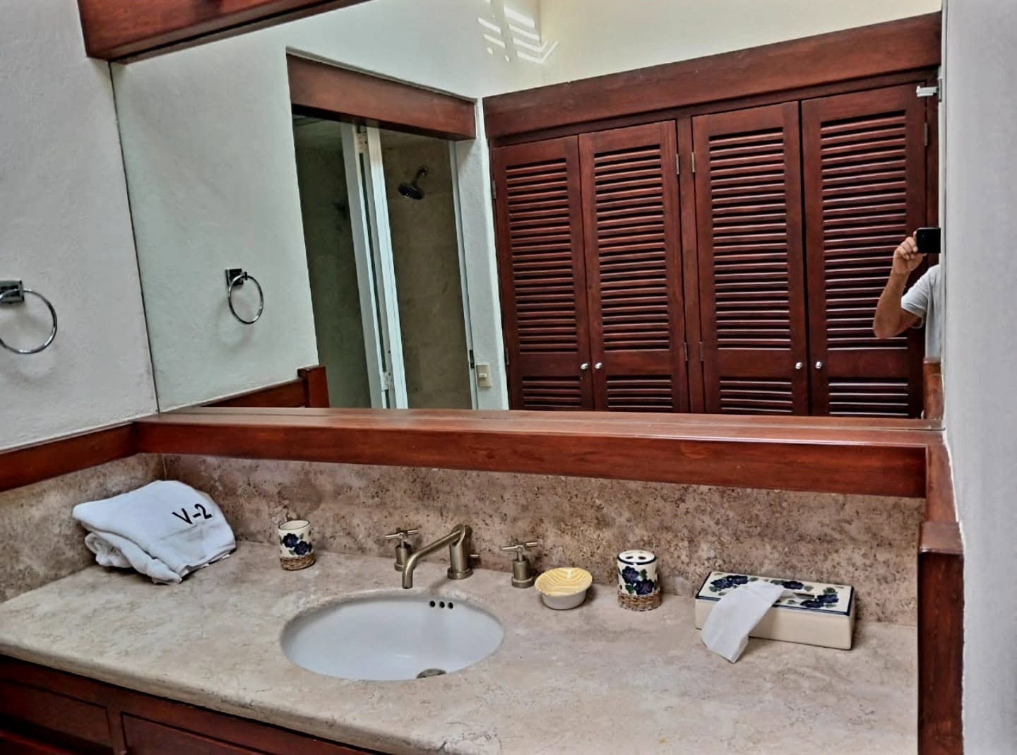 Full bathroom with marble vanity