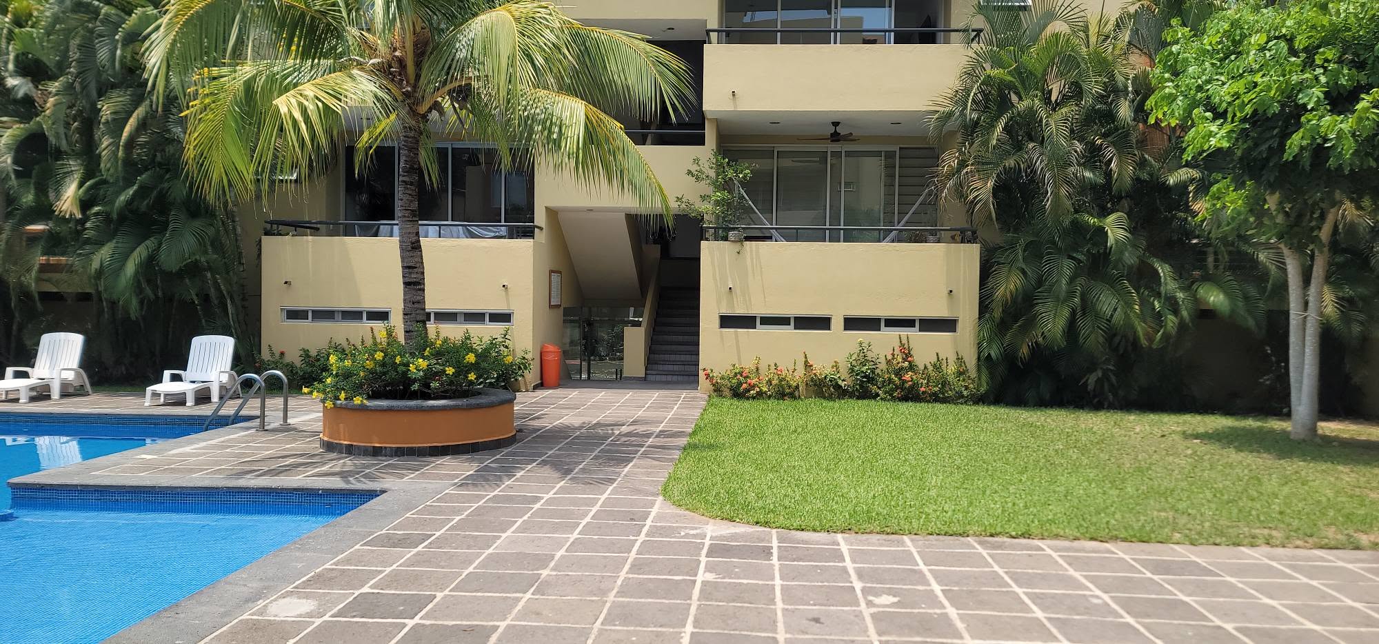 Condominium building and gardens