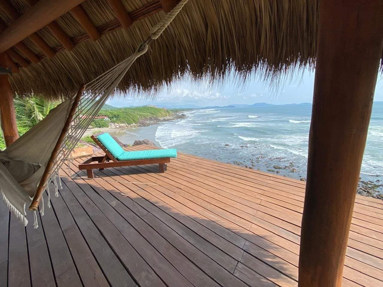 Covered oceanfront terrace