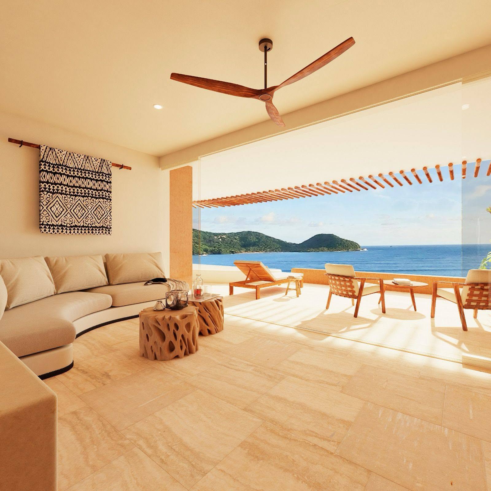 Open living room with panoramic ocean view