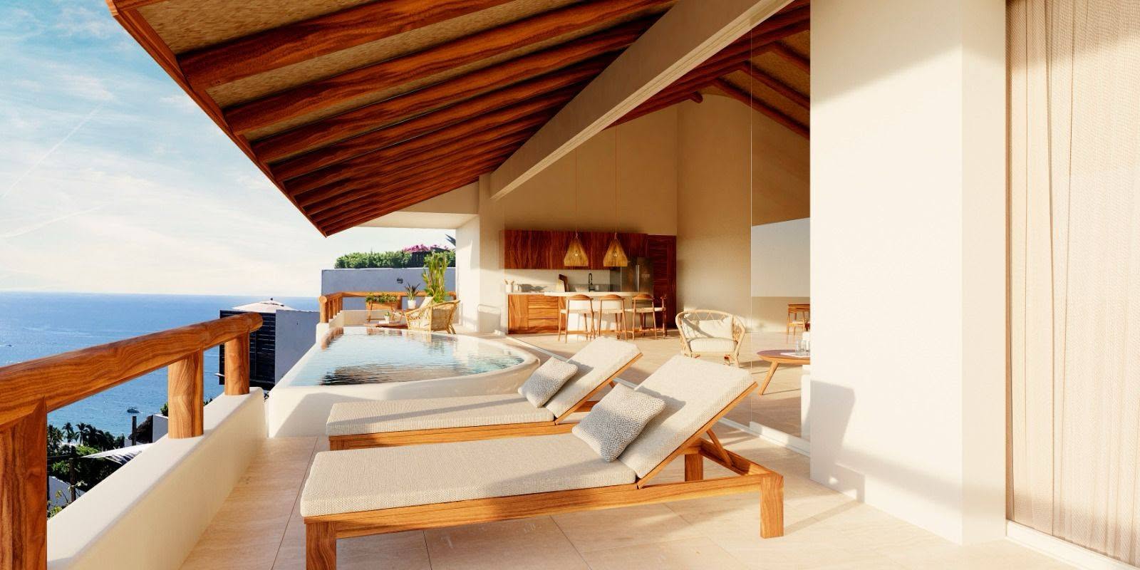 Private terrace with plunge pool and loungers